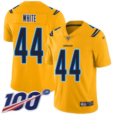 Los Angeles Chargers NFL Football Kyzir White Gold Jersey Men Limited  #44 100th Season Inverted Legend
